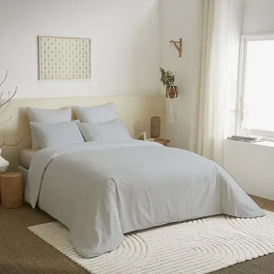 Linge de lit - Pack Complet Housse de couette Unicolore 220 x 240 cm - Drap housse 160 x 200 cm - 100% Coton 57 Fils - COTON PUR