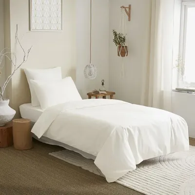 Linge de lit - Pack Complet Housse de couette Unicolore 140 x 200 cm - Drap housse 90 x 190 cm - 100% Coton 57 Fils - COTON PUR
