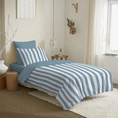 Bed linens - Complete Pack Printed Duvet Cover 140 x 200 cm - Fitted Sheet 90 x 190 cm - 100% Cotton 57 Threads - COTON PUR