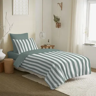 Bed linens - Complete Pack Printed Duvet Cover 140 x 200 cm - Fitted Sheet 90 x 190 cm - 100% Cotton 57 Threads - COTON PUR