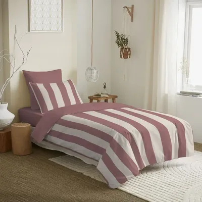 Bed linens - Complete Pack Printed Duvet Cover 140 x 200 cm - Fitted Sheet 90 x 190 cm - 100% Cotton 57 Threads - COTON PUR