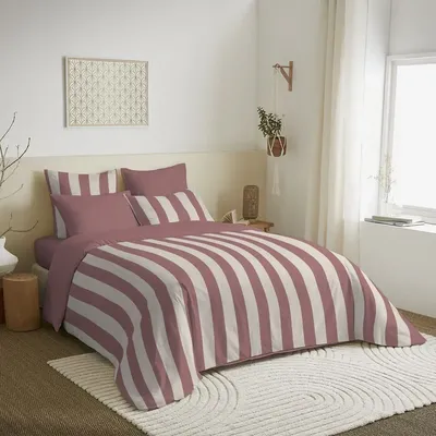Linge de lit - Pack Complet Housse de couette Imprimé 220 x 240 cm - Drap housse 160 x 200 cm - 100% Coton 57 Fils - COTON PUR