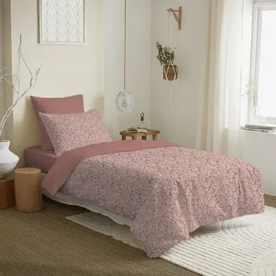 Linge de lit - Pack Complet Housse de couette Imprimé 140 x 200 cm - Drap housse 90 x 190 cm - 100% Coton 57 Fils - COTON PUR