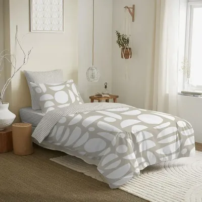 Bed linens - Complete Pack Printed Duvet Cover 140 x 200 cm - Fitted Sheet 90 x 190 cm - 100% Cotton 57 Threads - COTON PUR