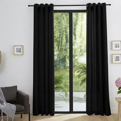 Rideaux et voilages - Paire de Rideaux À Œillets "Effet Lin" 140 x 260 cm Moonlight deco Truffe - COTON PUR