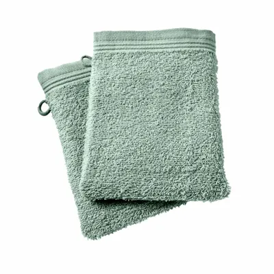 Other bath linens - Set of 2 "Spa" Wash Gloves 100% Cotton 15 x 21 cm Mint - COTON PUR