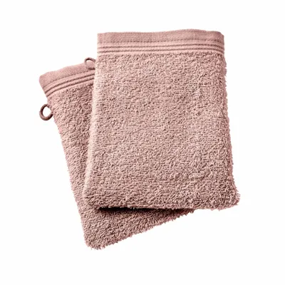 Other bath linens - Set of 2 "Spa" Wash Gloves 100% Cotton 15 x 21 cm Old Pink - COTON PUR