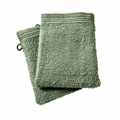 Other bath linens - Set of 2 "Spa" Wash Gloves 100% Cotton 15 x 21 cm Rosemary - COTON PUR