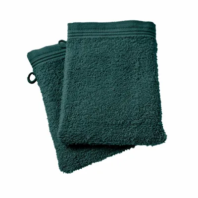 Other bath linens - Set of 2 "Spa" Wash Gloves 100% Cotton 15 x 21 cm Emerald - COTON PUR