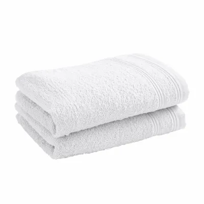 Bath towels - Set of 2 100% Cotton Terry Guest Towels "Spa" 30 x 50 cm Snow - COTON PUR