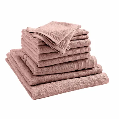 Other bath linens - 10-Piece "Spa" Sponge Pack 100% Cotton Old Pink - COTON PUR