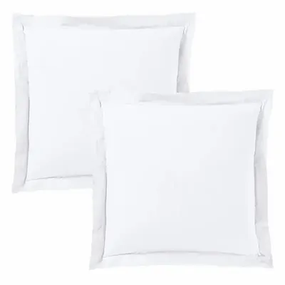Linge de lit - Taie d'oreiller 100% Coton Volant plat piqué 63 x 63 cm Neige - COTON PUR