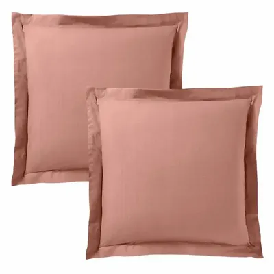 Bed linens - 100% Cotton Pillowcase Flat Ruffle Quilted 63 x 63 cm Old Pink - COTON PUR