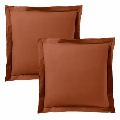Linge de lit - Taie d'oreiller 100% Coton Volant plat piqué 63 x 63 cm Paprika - COTON PUR
