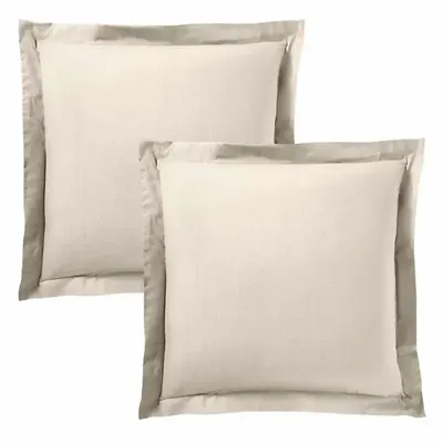 Bed linens - 100% Cotton Pillowcase Flat Ruffle Quilted 63 x 63 cm Sand - COTON PUR