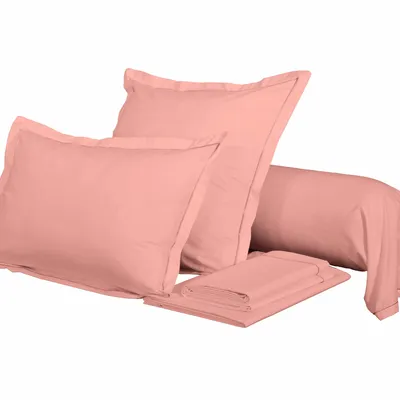 Linge de lit - Taie de traversin Percale 45 x 185 cm Pur Coton Peigné Longues Fibres 80 Fils/cm² Rose Poudré - COTON PUR