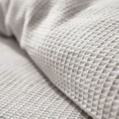 Bed linens - Duvet set 140x200cm + 1 pillowcase 65X65cm honeycomb Pearl - COTON PUR