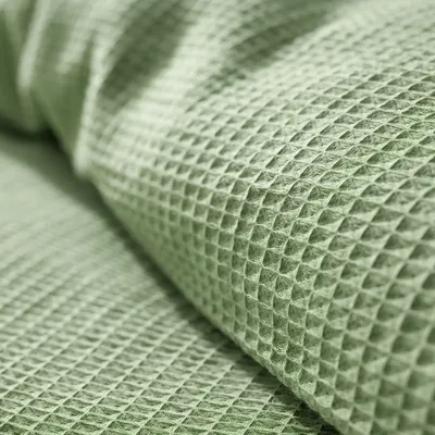Bed linens - Duvet set 140x200cm + 1 pillowcase 65X65cm honeycomb Olive - COTON PUR