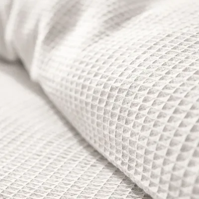 Linge de lit - Parure de couette 260x240cm + 2 taies d'oreiller 65X65cm nid d'abeille Neige - COTON PUR