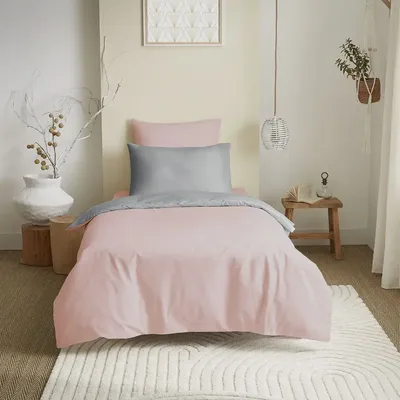Bed linens - Complete Pack Two-tone duvet cover 140 x 200 cm - Fitted sheet 90 x 190 cm - 100% Cotton 57 thread count - COTON PUR
