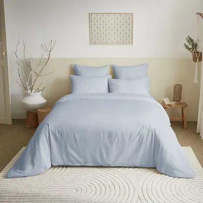 Bed linens - Complete Pack Single-Color Duvet Cover 220 x 240 cm - Fitted Sheet 160 x 200 cm - 100% Cotton 57 Threads - COTON PUR