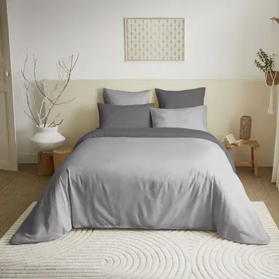 Linge de lit - Pack Complet Housse de couette Bicolore 220 x 240 cm - Drap housse 160 x 200 cm - 100% Coton 57 Fils - COTON PUR