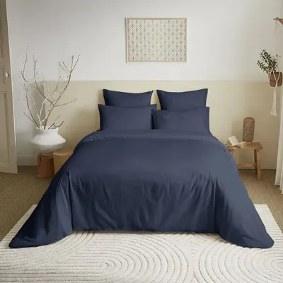 Linge de lit - Pack Complet Housse de couette Unicolore 240 x 260 cm - Drap housse 180 x 200 cm King Size - 100% Coton 57 Fils - COTON PUR