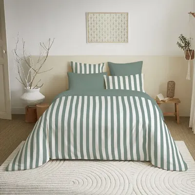 Linge de lit - Pack Complet Housse de couette Imprimé 220 x 240 cm - Drap housse 140 x 190 cm - 100% Coton 57 Fils - COTON PUR