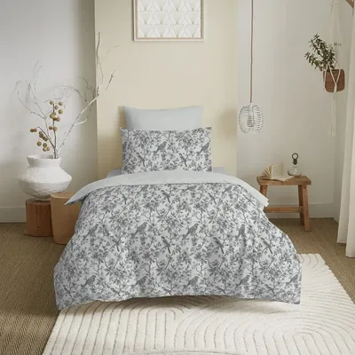 Linge de lit - Pack Complet Housse de couette Imprimé 140 x 200 cm - Drap housse 90 x 190 cm - 100% Coton 57 Fils - COTON PUR