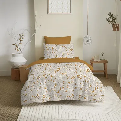 Linge de lit - Pack Complet Housse de couette Imprimé 140 x 200 cm - Drap housse 90 x 190 cm - 100% Coton 57 Fils - COTON PUR