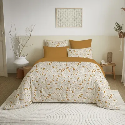 Linge de lit - Pack Complet Housse de couette Imprimé 220 x 240 cm - Drap housse 160 x 200 cm - 100% Coton 57 Fils - COTON PUR