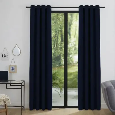 Curtains and window coverings - Blackout Curtain 140 x 260 cm Midnight Blue - COTON PUR