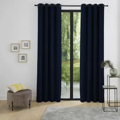 Rideaux et voilages - Rideaux Occultant Thermique 140 x 260 cm Bleu Nuit - COTON PUR
