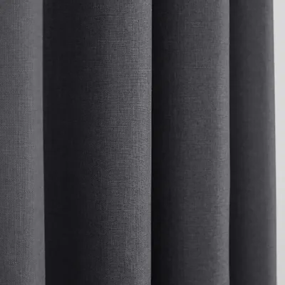 Rideaux et voilages - Paire de Rideaux À Œillets "Effet Lin" 140 x 260 cm Moonlight deco Granite - COTON PUR