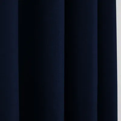 Rideaux et voilages - Paire de Rideaux À Œillets "Effet Lin" 140 x 260 cm Moonlight deco Bleu Nuit - COTON PUR