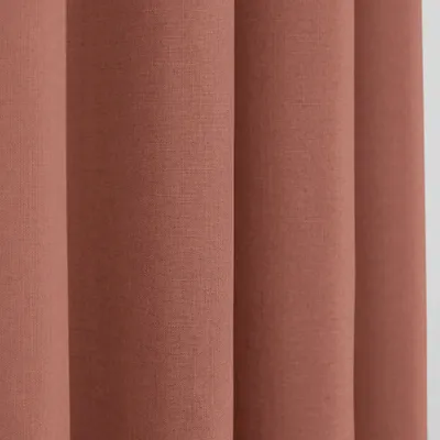 Rideaux et voilages - Paire de Rideaux À Œillets "Effet Lin" 140 x 260 cm Moonlight deco Rose Boisé - COTON PUR