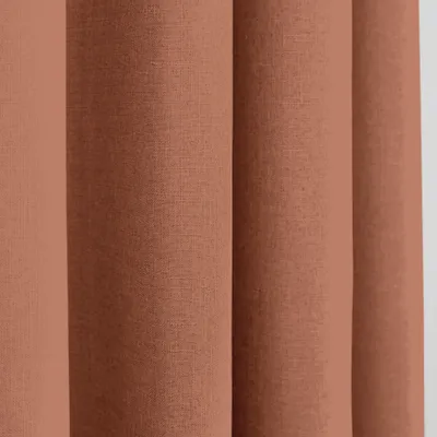 Rideaux et voilages - Paire de Rideaux À Œillets "Effet Lin" 140 x 260 cm Moonlight deco Terracotta - COTON PUR