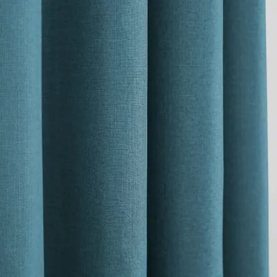 Rideaux et voilages - Paire de Rideaux À Œillets "Effet Lin" 140 x 260 cm Moonlight deco Paon - COTON PUR