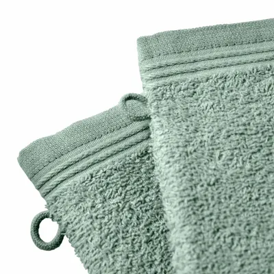 Other bath linens - Set of 2 "Spa" Wash Gloves 100% Cotton 15 x 21 cm Mint - COTON PUR