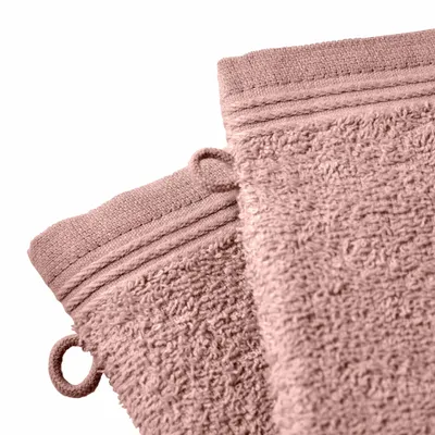Autres linges de bain - Lot de 2 Gants de Toilette "Spa" 100% Coton 15 x 21 cm Vieux Rose - COTON PUR
