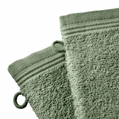 Other bath linens - Set of 2 "Spa" Wash Gloves 100% Cotton 15 x 21 cm Rosemary - COTON PUR