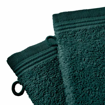Other bath linens - Set of 2 "Spa" Wash Gloves 100% Cotton 15 x 21 cm Emerald - COTON PUR