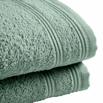 Serviettes de bain - Lot de 2 Serviettes Invite Eponge 100% Coton "Spa" 30 x 50 cm Menthe - COTON PUR