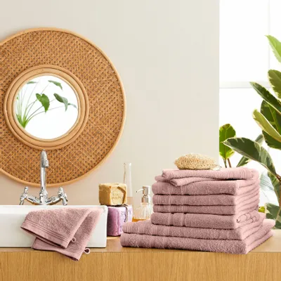 Other bath linens - 10-Piece "Spa" Sponge Pack 100% Cotton Old Pink - COTON PUR