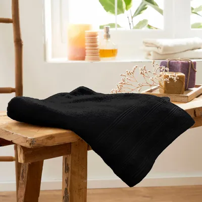 Serviettes de bain - Drap de Douche "Spa" 100% Coton 70 x 140 cm Truffe - COTON PUR