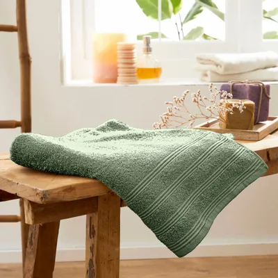 Bath towels - "Spa" Shower Sheet 100% Cotton 70 x 140 cm Rosemary - COTON PUR