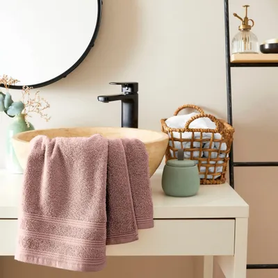 Bath towels - "Spa" Towel 100% Cotton 50 x 100 cm Old Pink - COTON PUR