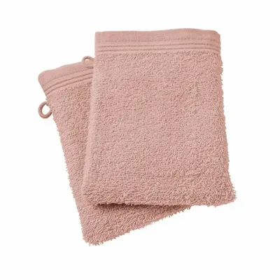 Other bath linens - Set of 2 "Spa" Wash Gloves 100% Cotton 15 x 21 cm Blush - COTON PUR