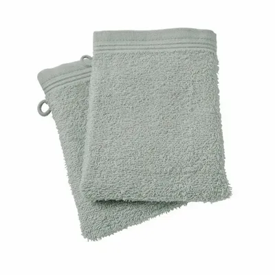 Autres linges de bain - Lot de 2 Gants de Toilette "Spa" 100% Coton 15 x 21 cm Celadon - COTON PUR