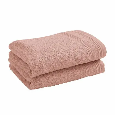 Bath towels - Set of 2 100% Cotton Terry Guest Towels "Spa" 30 x 50 cm Blush - COTON PUR